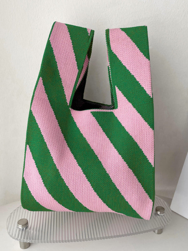 Urban Contrast Color Striped Bags Accessories Handbags