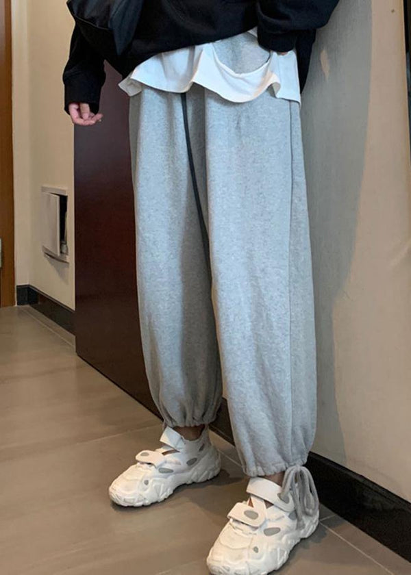 2019 winter casual beam gray pants plus size elastic waist harem pants