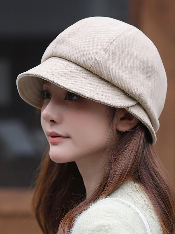 Dome Keep Warm Solid Color Sun-Shade Beret Hat