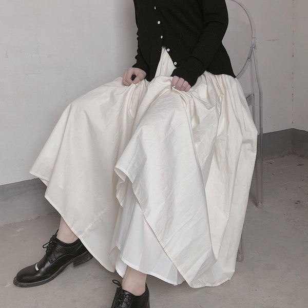 Retro Pleated Skirt Women's White Half Skirt
