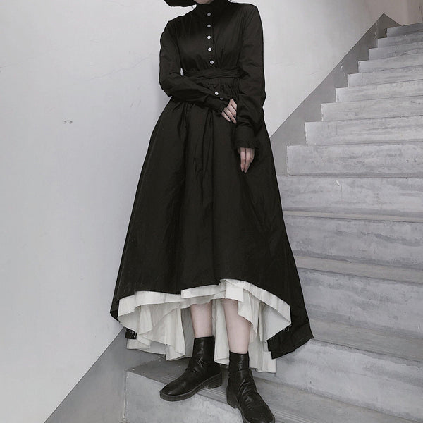 DIY Stand Collar Large Hem Spring Tunics For Women Fashion Ideas Black Dresses