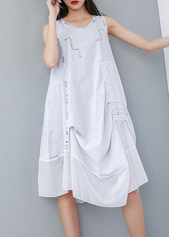 Women linen cotton clothes For Women Fitted Fashion Women Sleeveless Patchwork Irregular Dress