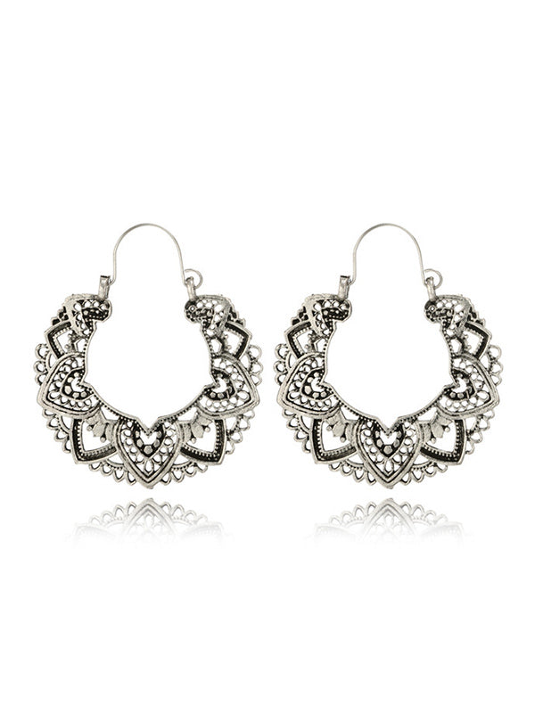 Vintage Alloy Hollow Flower Earrings