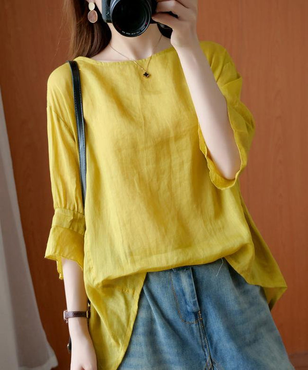 French o neck Ruffles tops women blouses Christmas Gifts yellow blouse