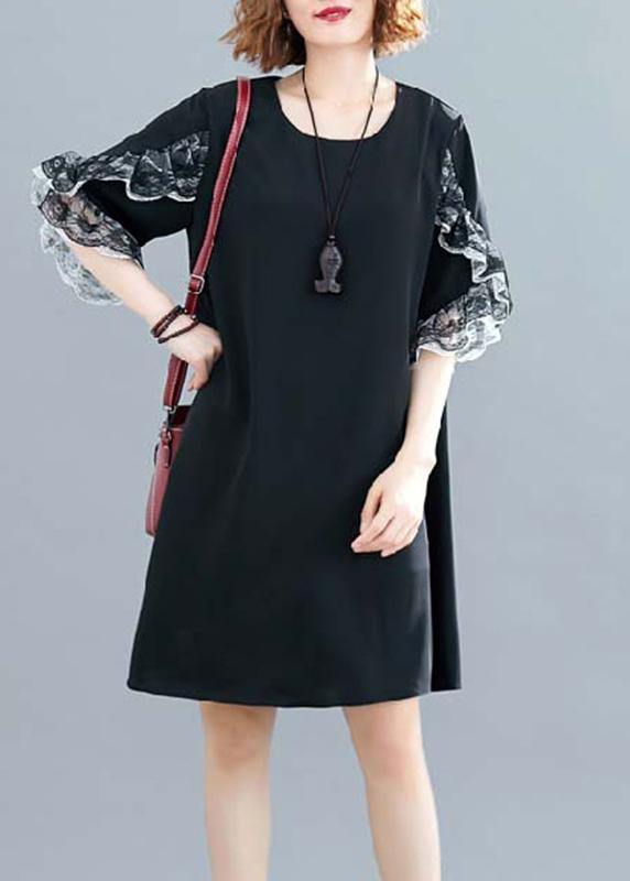 Style black chiffon dresses Fashion Ideas o neck Petal Sleeve Traveling Summer Dresses