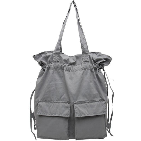 Aesthetic gray outfit Street Style Double Front Pockets Simple Drawstring Backpacks