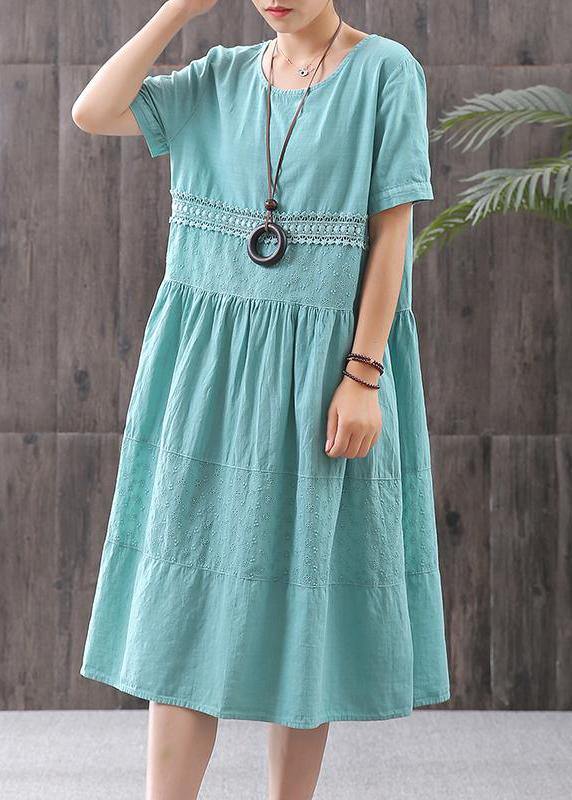 Women cotton clothes For Women Plus Size Cotton Solid Short Sleeve A-Line Dress