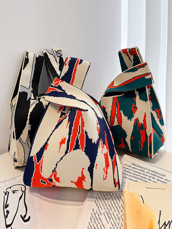 Contrast Color Woven Bags Handbag