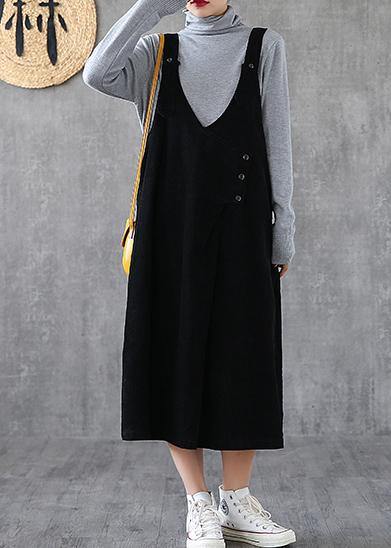 Women Spaghetti Strap pockets cotton clothes Women Fashion Ideas black long Dresses