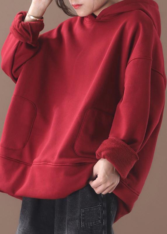 Organic winter cotton hooded Long Shirts Fashion Ideas red top