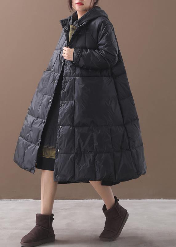 Warm plus size down jacket hooded coats black winter Parkas