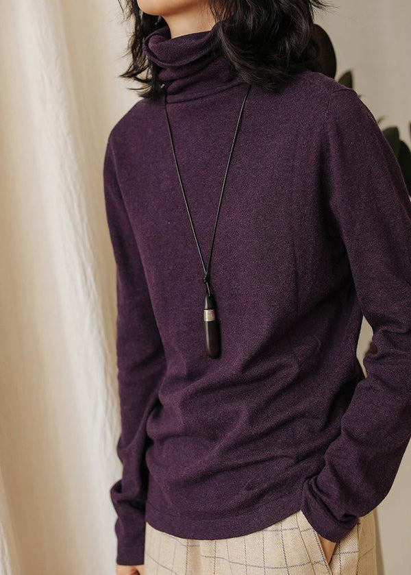 Women purple clothes For Women high neck trendy plus size knit sweat tops