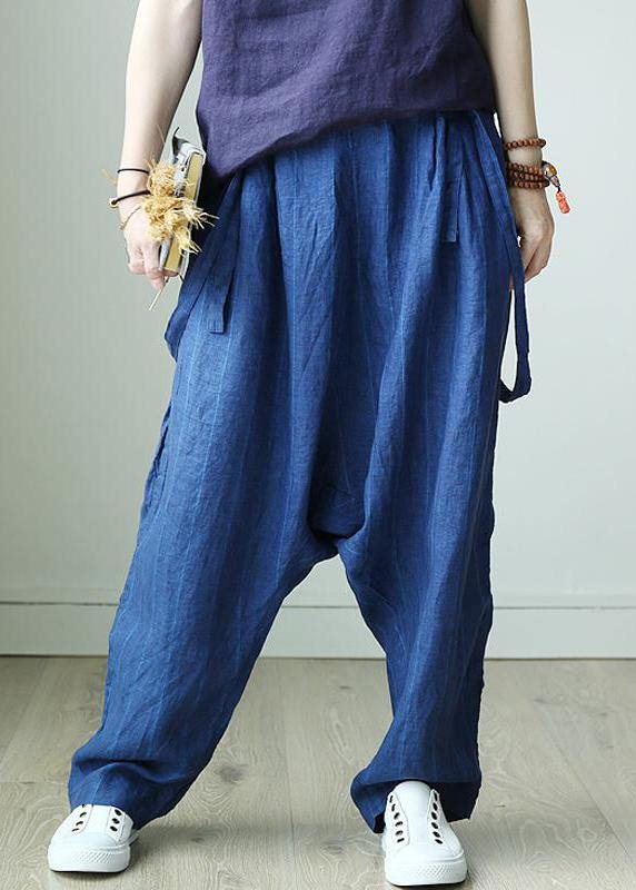 Natural linen crane Korea Casual Personality Vertical Grain Loose Jumpsuit