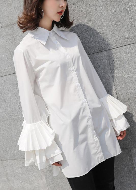 Modern white cotton clothes For Women flare sleeve baggy summer top