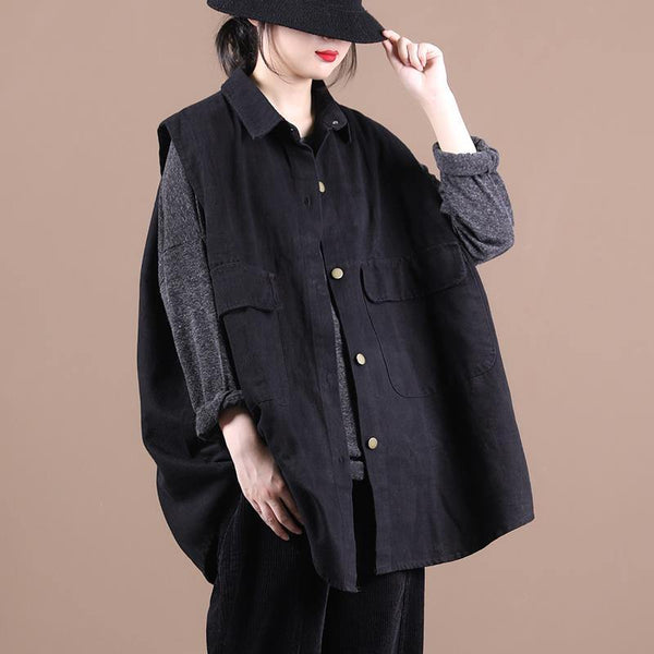 Organic lapel sleeeless fall top silhouette Fashion Ideas black shirts