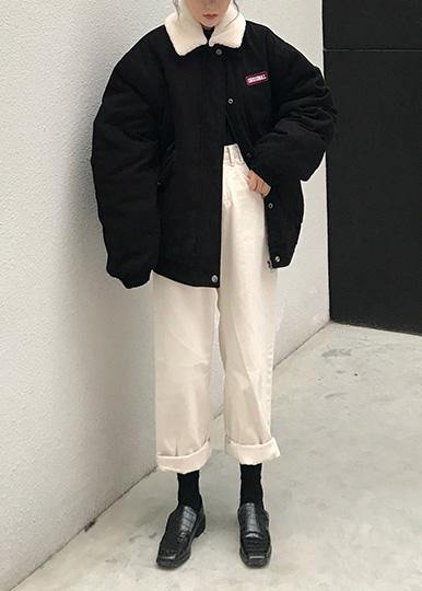 2019 oversize snow jackets winter overcoat black Peter pan Collar women parka