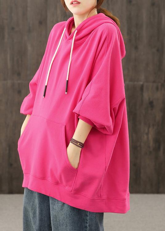 Women rose crane tops hooded drawstring short shirts