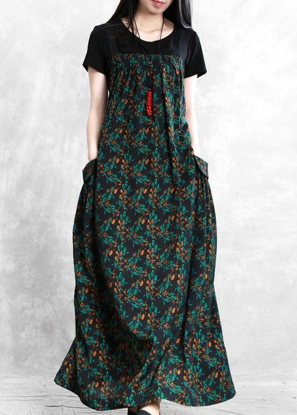 Classy Spaghetti Strap patchwork dress Fashion Ideas blackish green print Dress