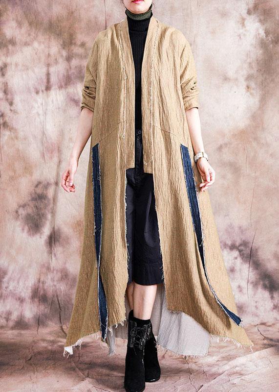 Luxury khaki asymmetric overcoat oversized long winter coat fall coat patchwork