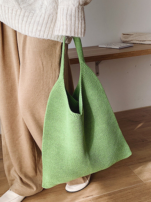 Solid Color Bags Woven Handbag