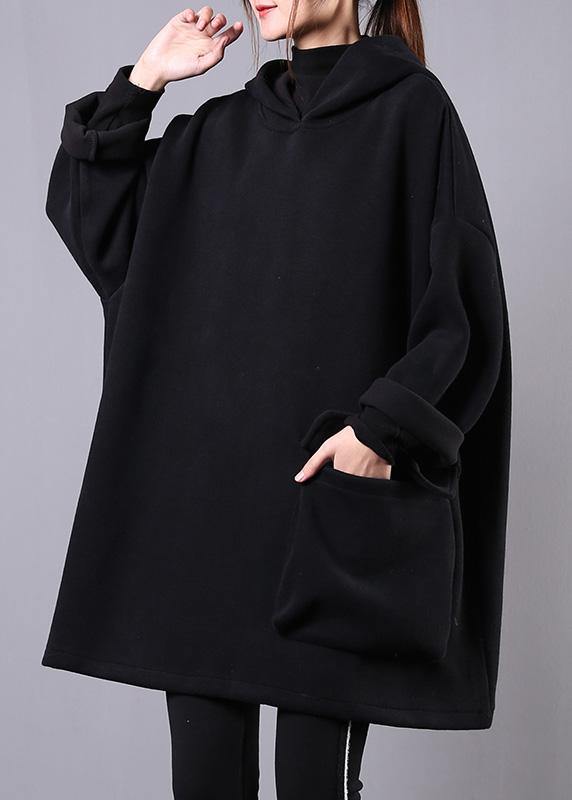 Women hooded thick cotton clothes For Women Sewing black tops