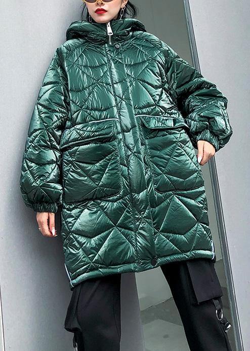 Warm oversize Jackets & Coats hooded coats green asymmetric drawstring hem women parka