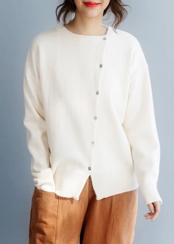 For Work o neck beige knitwear casual long sleeve knit blouse