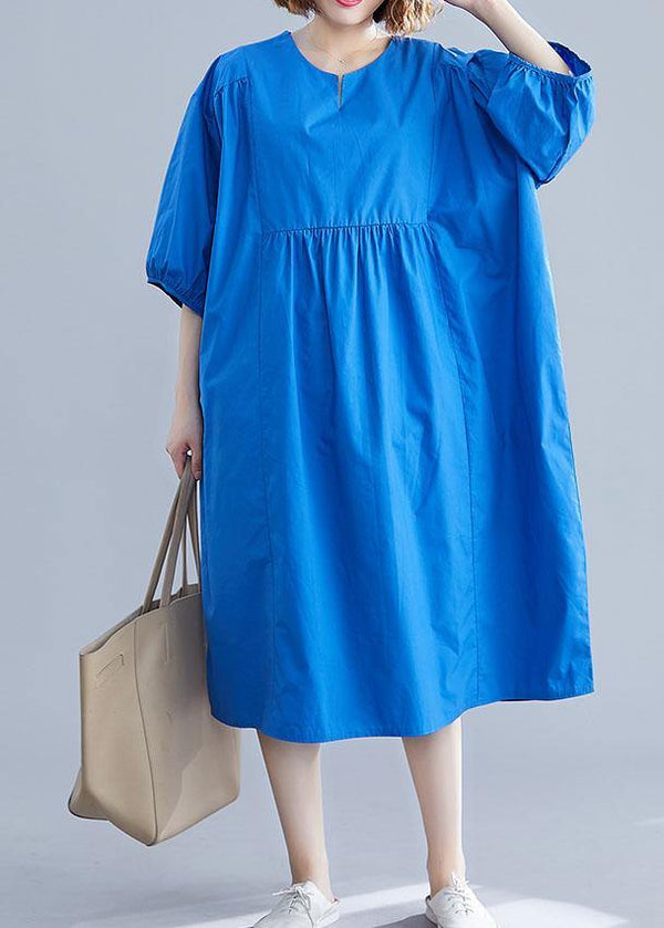 Bohemian Cinched cotton clothes Women Shape blue Maxi Dress summer