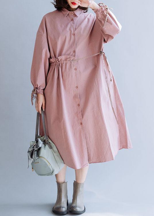 Classy pink Fashion clothes For Women drawstring lapel fall coats