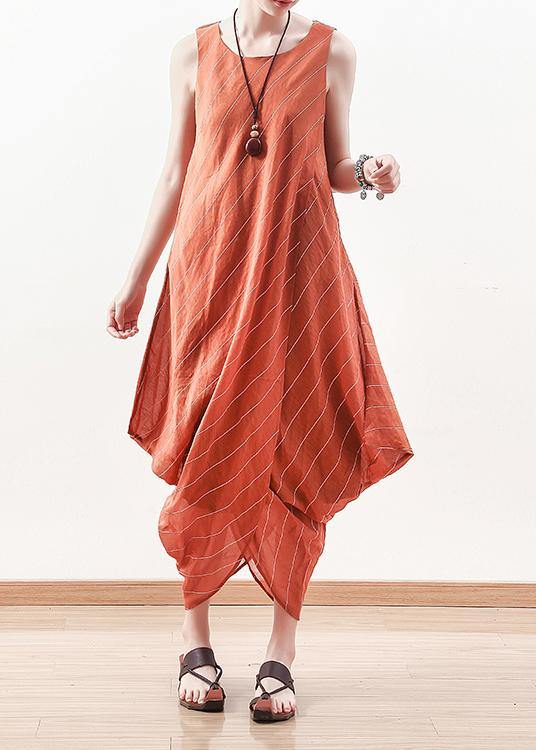 Goddess temperament dress was thin and irregular in orange long skirt