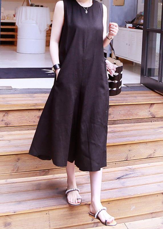 Organic black cotton pant o neck jumpsuit pants