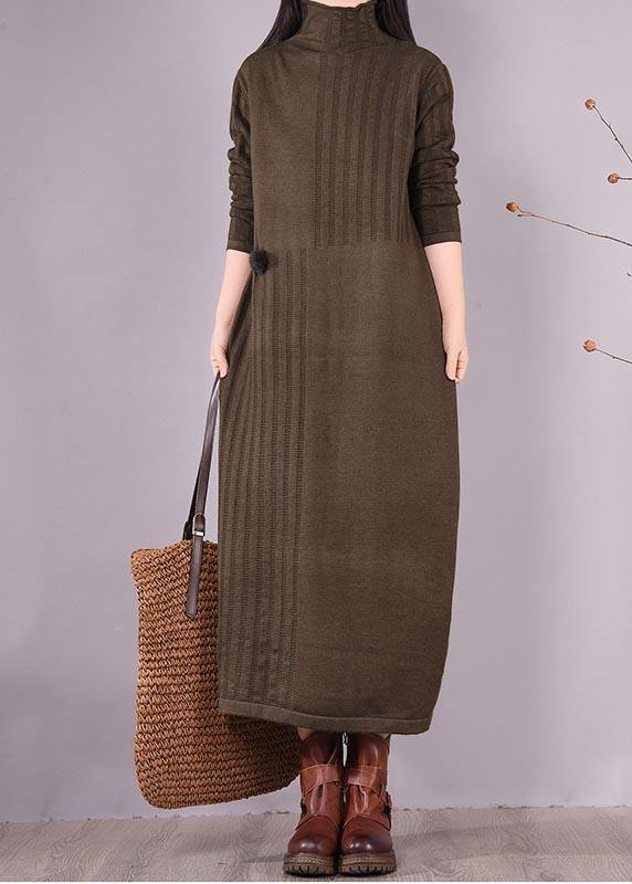 Vivid High Neck Spring Clothes Women Photography Chocolate Dress