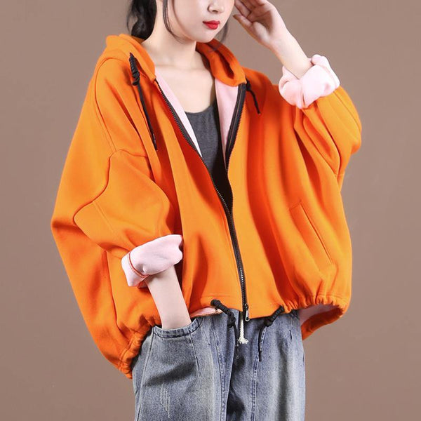 diy hooded drawstring Plus Size fall clothes For Women yellow women coats