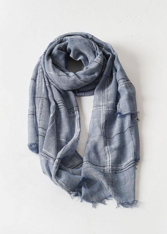 women tassel dark blue cotton linen big scarf casual vintage scarves