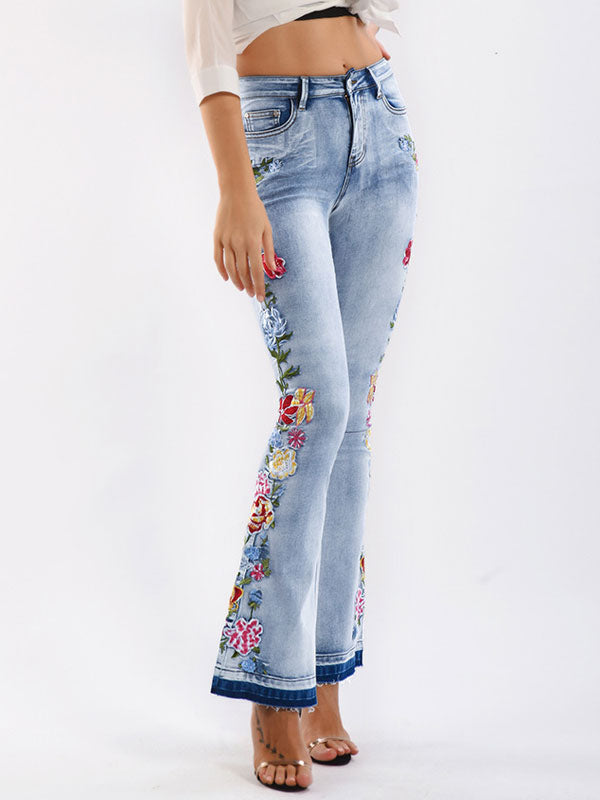 Bootcut Jeans For Women Mid Rise Embroidered Flare Bottoms 2024