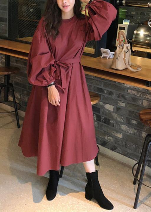 Beautiful o neck Batwing Sleeve cotton spring Tunics Photography red long Dresses