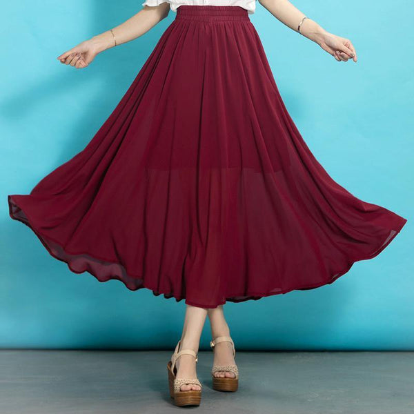 Italian burgundy chiffon clothes For Women high waist Robe summer Dresses