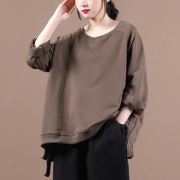 Women dark gray clothes For Women o neck Art fall tops