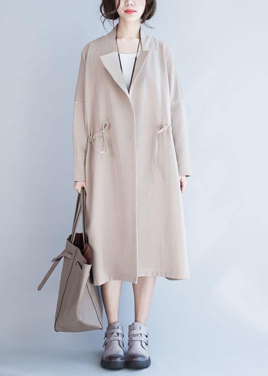 Italian Square Collar drawstring Plus Size outwear nude oversized coat fall