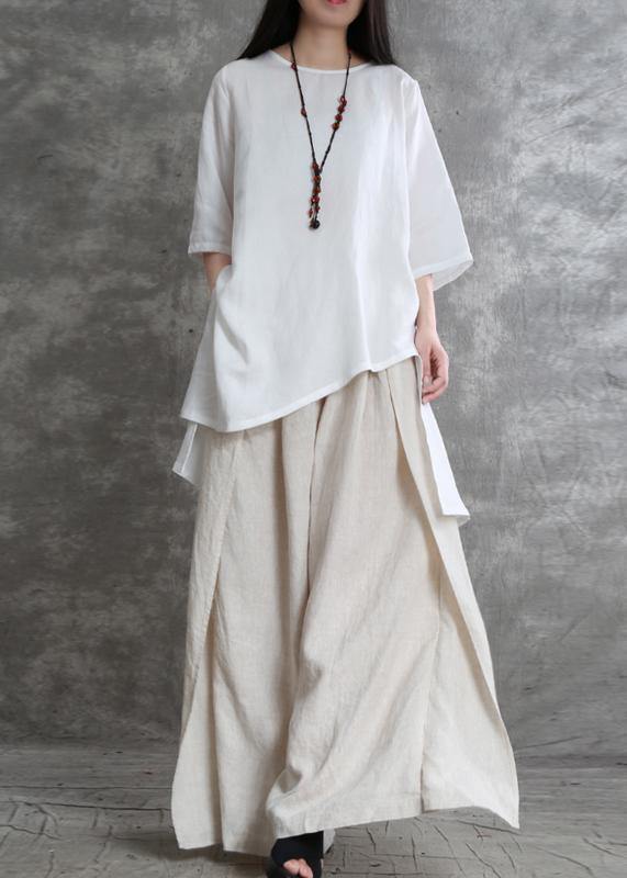 Simple two-piece female summer loose loose white shirt wide-leg pants