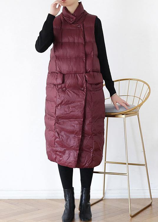 thick plus size warm winter coat stand collar winter coats burgundy sleeveless Parkas for women