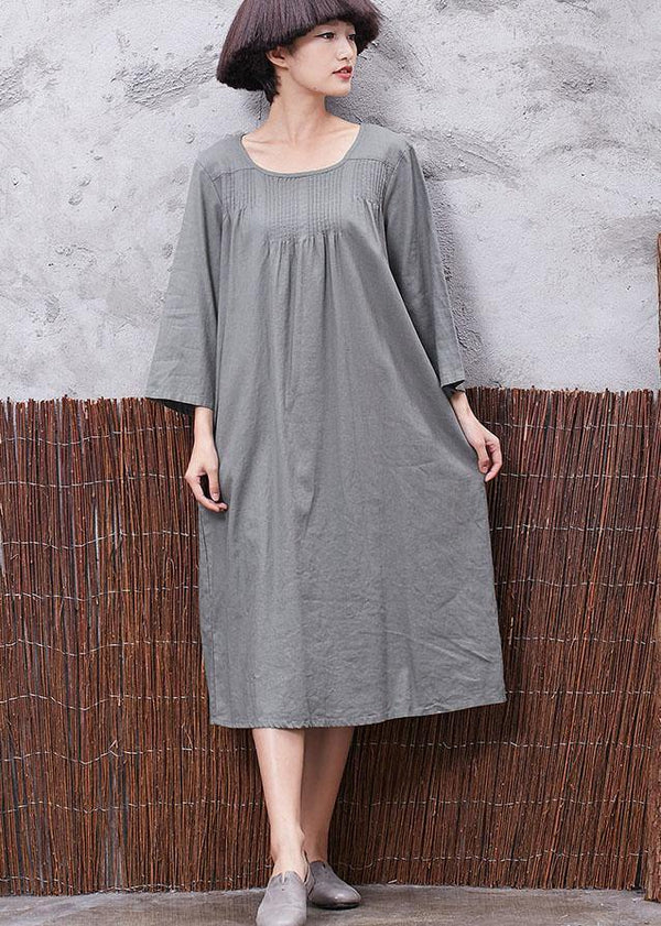 Elegant green Cinched linen Soft Surroundings bracelet sleeved Robe summer Dresses