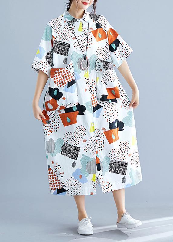 Modern prints cotton clothes big pockets Dresses summer Dress