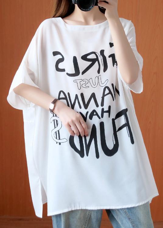 Chic white Letter clothes o neck oversized summer tops