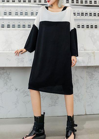 Women black Cotton Wardrobes patchwork cotton Dresses