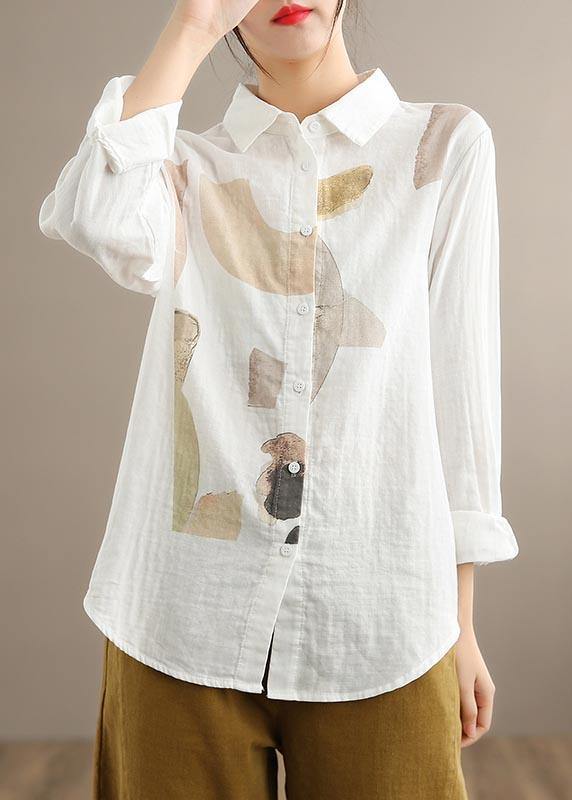 Simple Lapel Cinched Spring Clothes Khaki Print Top