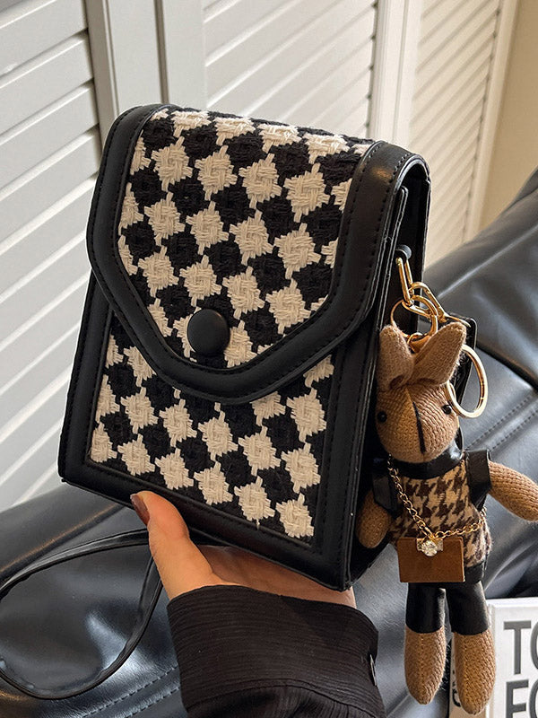 Checkerboard Contrast Color Bags Crossbody Bags