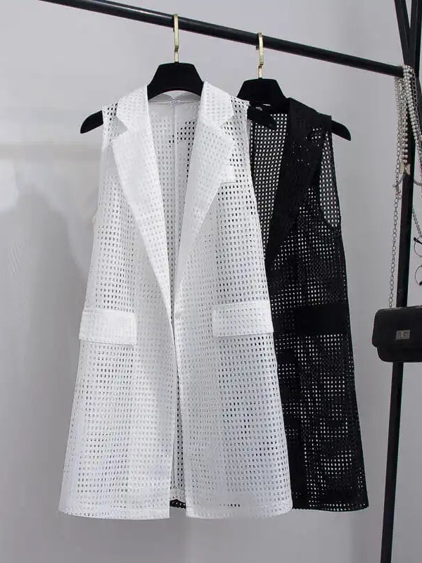 Original Simple Casual Solid Color Hollow Vest Outwear