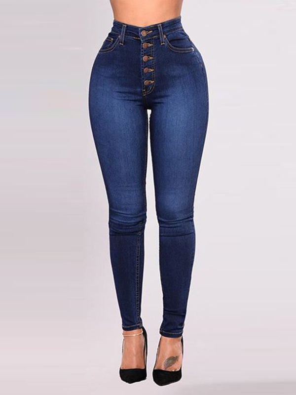 Skinny Leg High-Waisted Split-Joint Jean Pants Bottoms