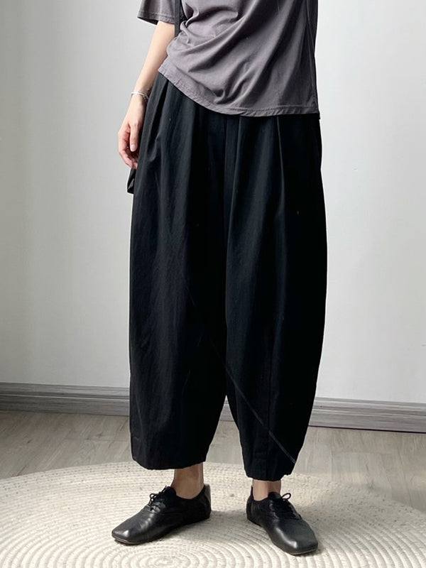 Loose Elasticity Solid Color Casual Pants Bottoms
